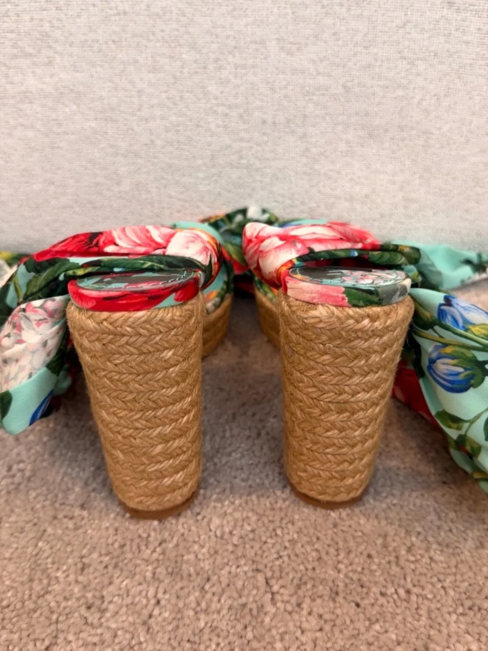 Dolce & Gabbana Aqua Floral Platform Espadrilles